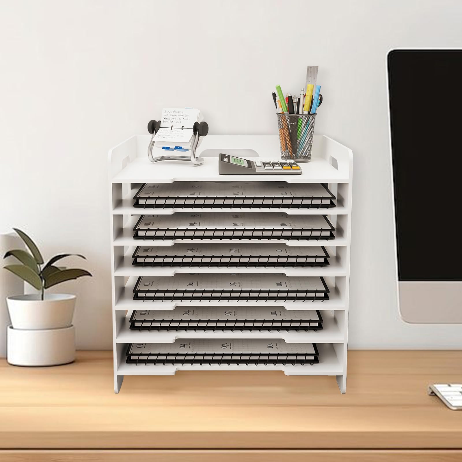 OHMG 7 Niveaux Organiseur de Bureau A4 Banette Trieur Casier Module de Rangement pour Bureau à Domicile