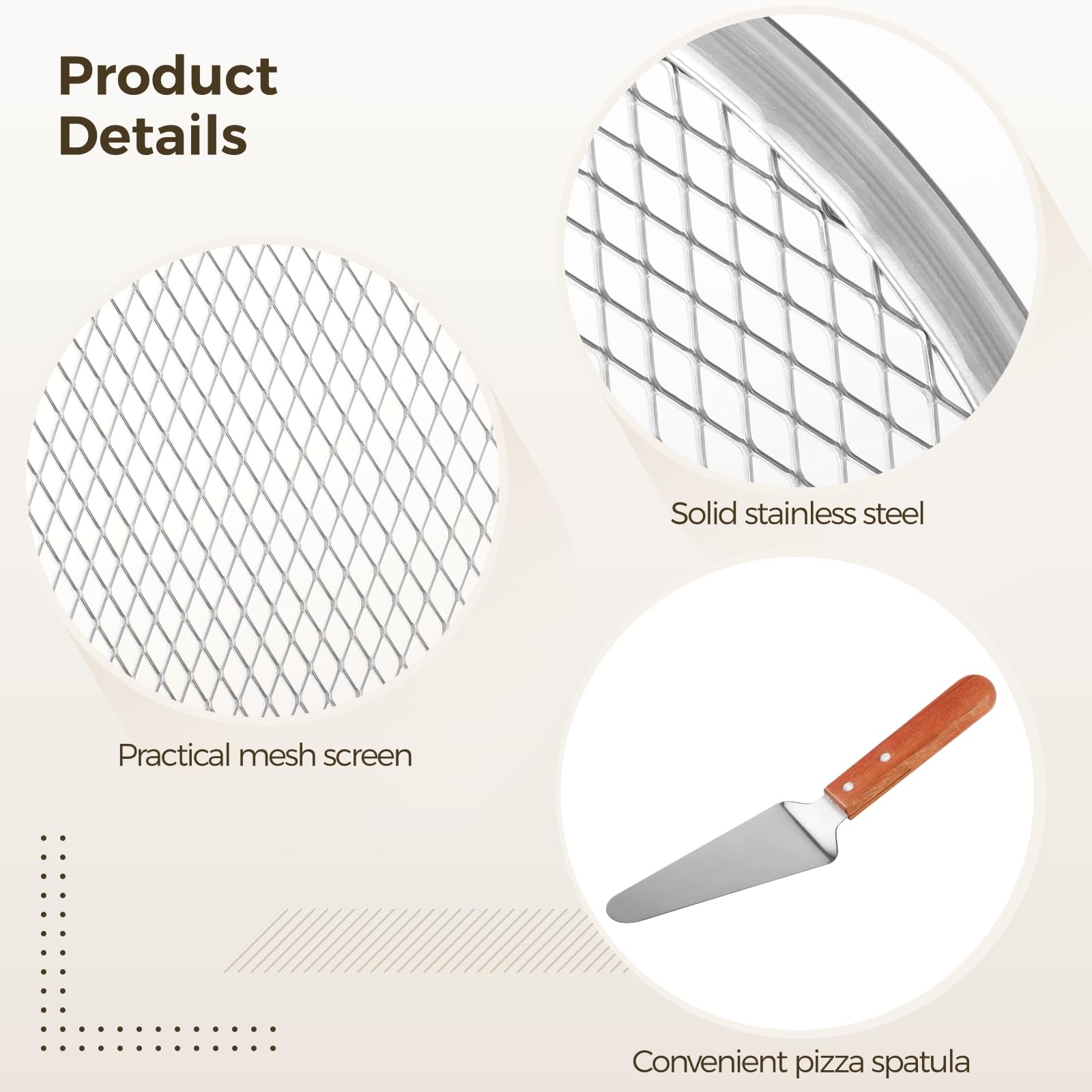 PONDON Set di schermi per pizza da 10 e 12 pollici, Rete di cottura per pizza in alluminio, Padella a rete professionale per pizza senza cuciture, Strumenti per la produzione di pizza da ristorante di