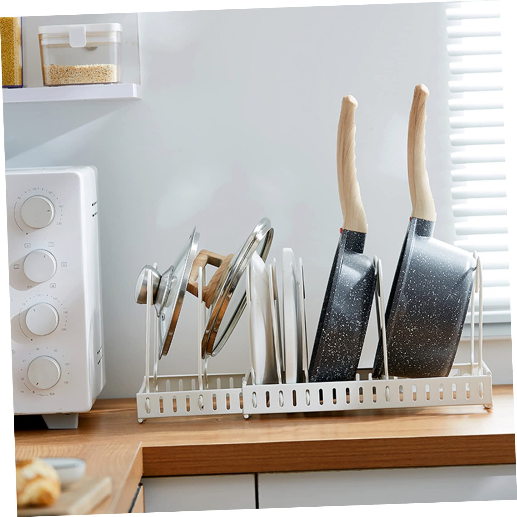 Rejilla Telescópica Para Tapas De Ollas Soporte Metálico Sin Perforaciones Bandeja Para Guardar Tapas De Ollas Cocina