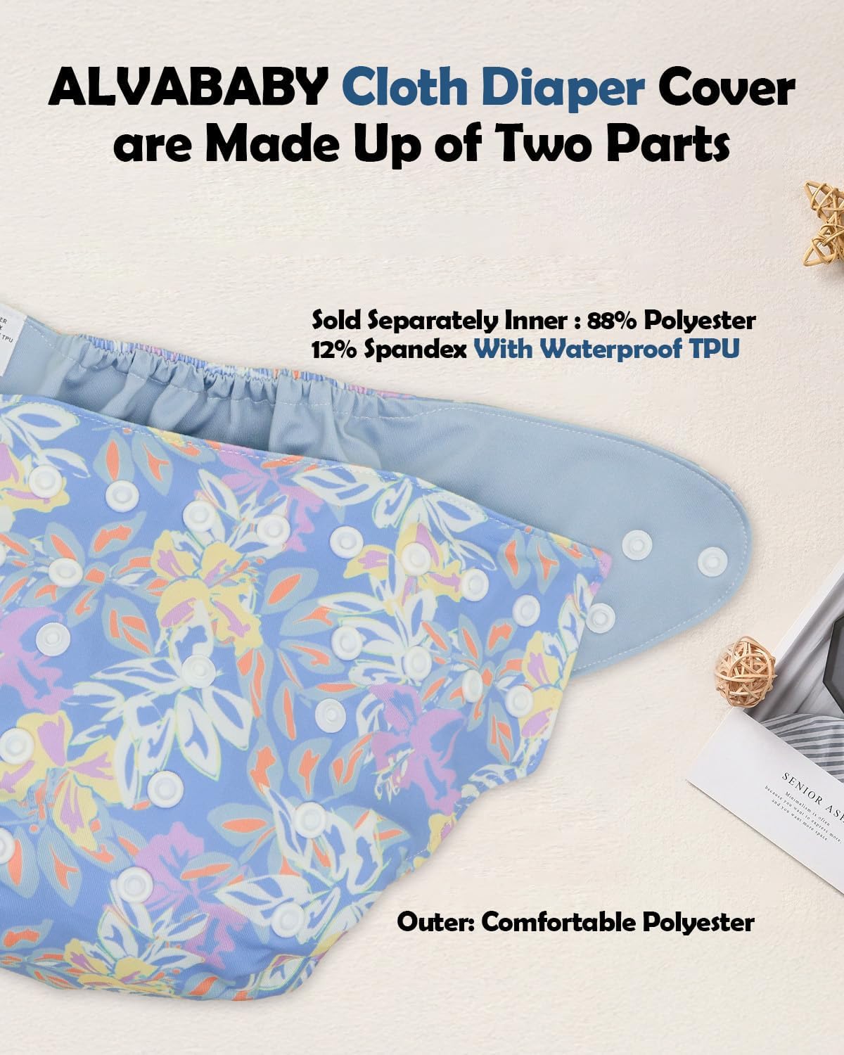 ALVA Baby Cloth Diaper Covers with One Wet Bag, Swim Diaper,Cloth Nappy Shell Baby Girls and Boys - Image 2