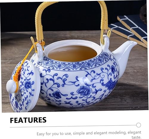 Miniatura 8 de Zerodeko Tetera con mango Tetera de cerámica vintage Kungfu Tetera de gran capacidad para hotel de oficina