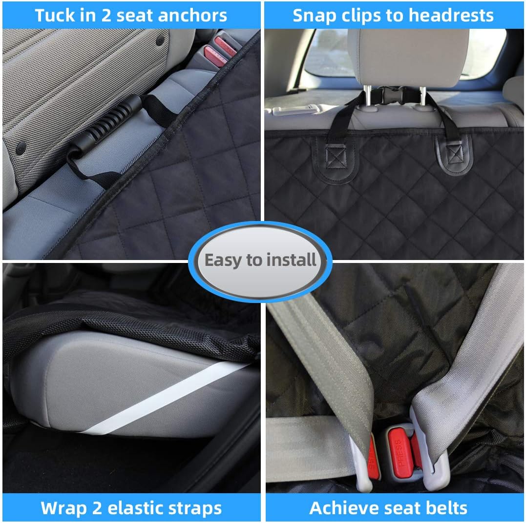 Bark Lover Deluxe More Durable Waterproof Backseat Protector, High Heat Resistant and Nonslip Back Seat Cover for Dogs Kids, Universal Size Fits Cars, Trucks, SUVs