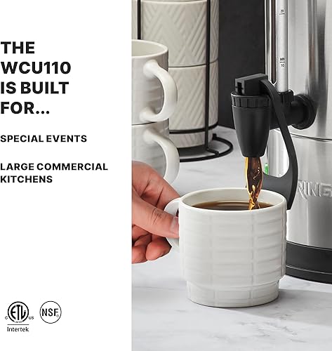 Vista 14 de Waring Urna comercial WCU30 de café, capacidad para 30 tazas, acero inoxidable, 1500 W, 120 V, enchufe de 5 a 15 fases, color plateado