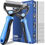Dematting Comb for Dogs and Cats, Double Sided Hair Shedding and Dematting | Undercoat Rake Comb for Dogs, Pet Grooming Brush, Removes Knots & Tangled Hair for Medium Large Dogs and Cats