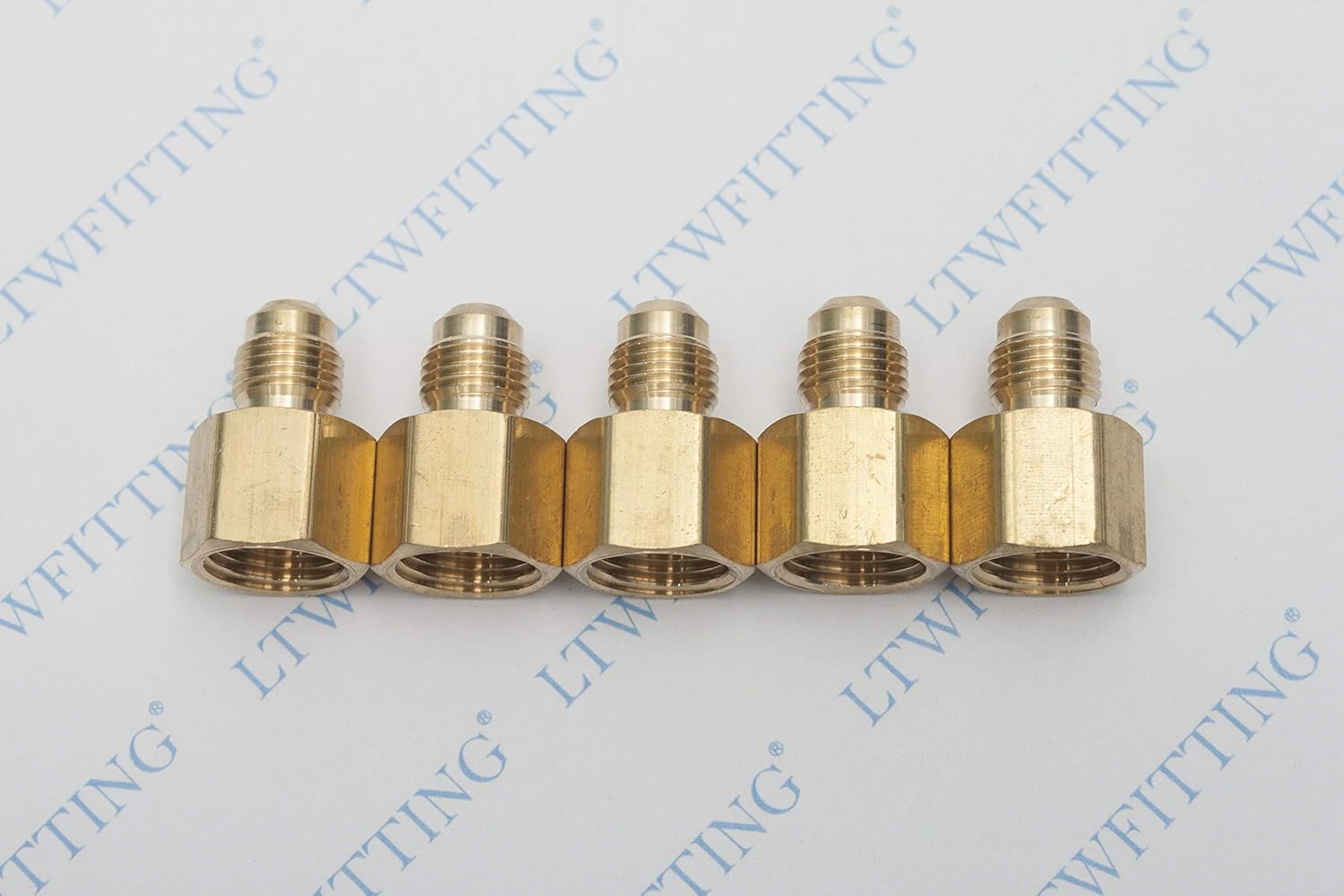 LTWFITTING Brass Flare 5/16" OD x 3/8" Female NPT Female Connector Tube Fitting(Pack of 5)