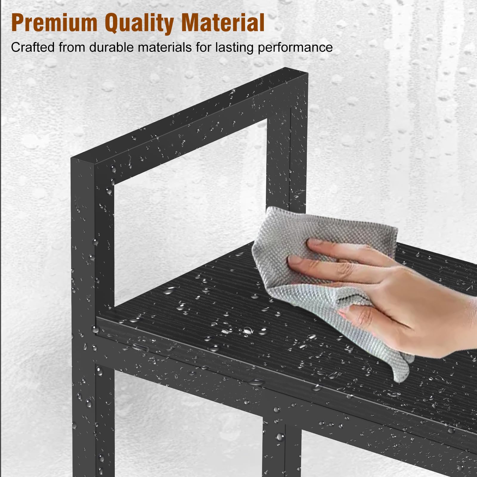 CADUKE Toilettenregal, Waschmaschinenregal mit 3-stöckiges, Badezimmerregal mit Aufbewahrungskorb und Papierhalter, Metall und Holz, 65x20x162 cm, Schwarz
