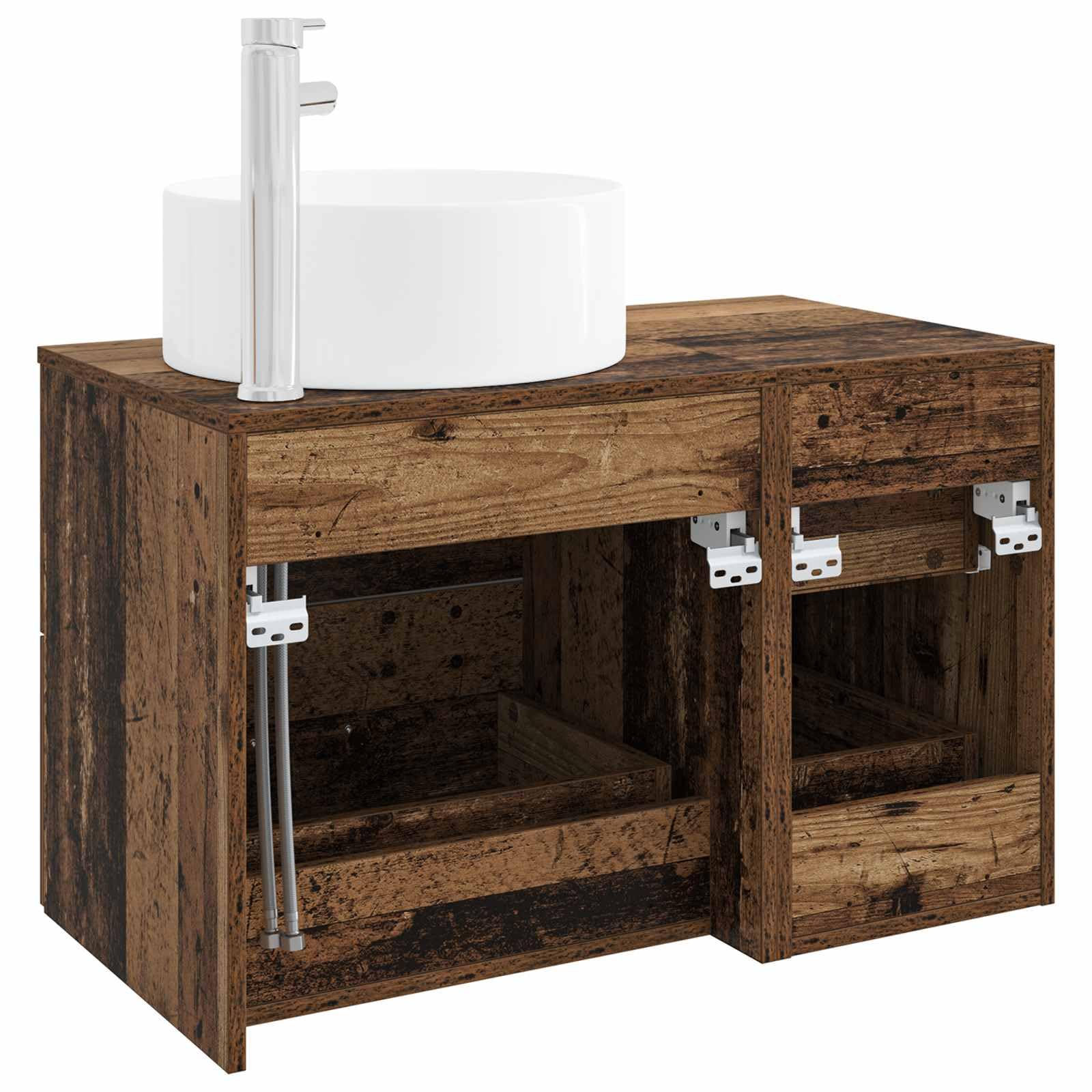 2-teiliges Badezimmermöbel-Set aus Holz mit Waschbecken