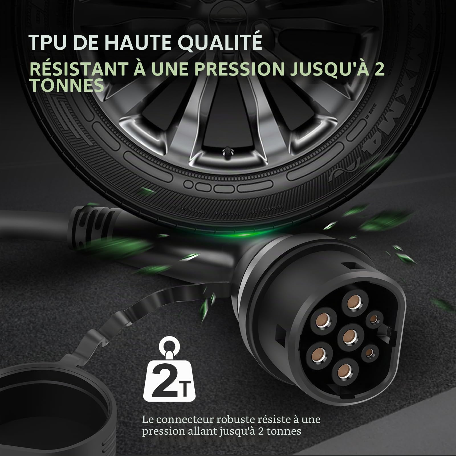 22-5-STR pour véhicules électriques, 22 KW, câble de Charge Portable à 3 Phases 32 A, Type 2 à Type 2 Mennekes Mode 3 Câble de Charge pour EV et PHEV (câble Droit de 5 m)