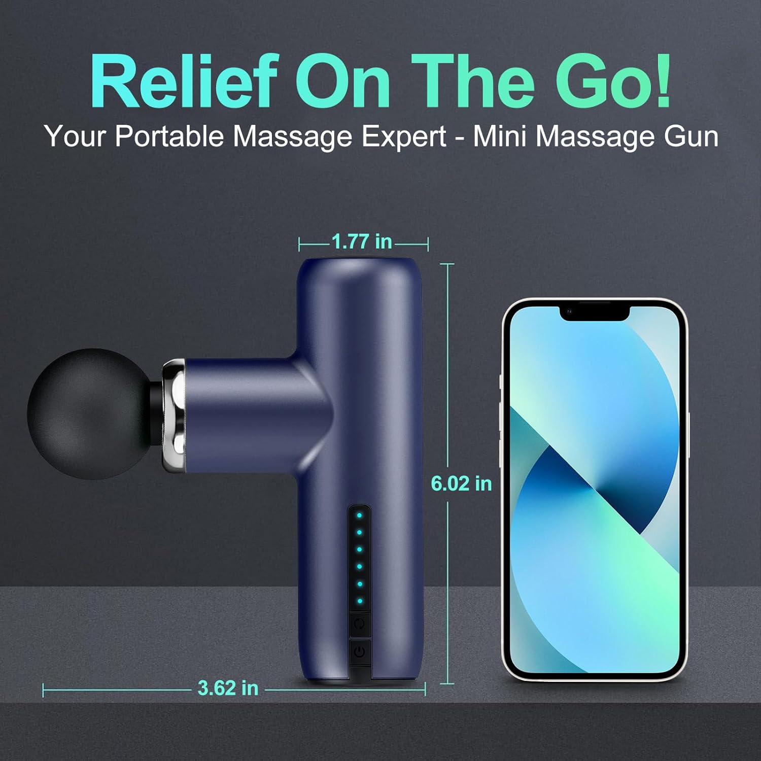 Mini Massage Gun Pocket-Sized Massage Gun Deep Tissue Quiet, Portable Percussion Muscle Travel Massager Gun,Back/Neck Massager for Pain Relief Deep Tissue (Blue)