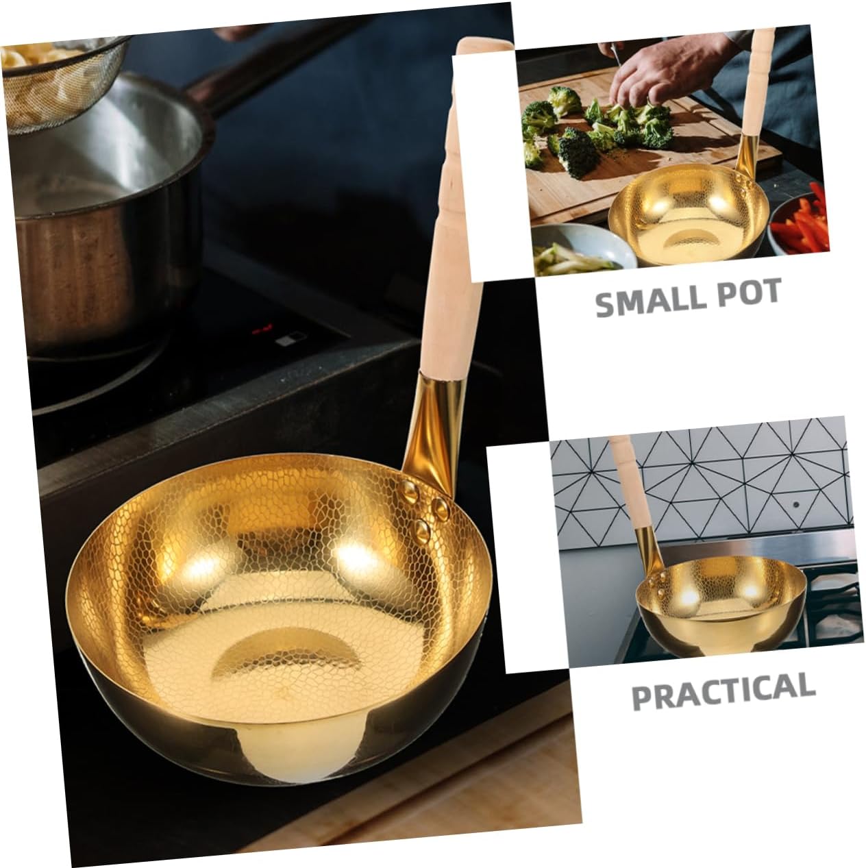 Hammered Rice Noodle Pot Non-stick Sauce Pan Handle Small Saucepan Excellent Workmanship Heat Transfer