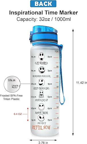 Miniatura 4 de GEPOSTORE Jack Pumking King - Botella de agua deportiva motivacional de 32 onzas con marcador de tiempo, hora de beber, regalos para Halloween