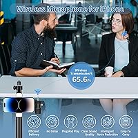 Vista 3 de Micrófono para iPhone 3 en 1 Mini micrófono inalámbrico Lavalier Micrófonos USB C Lapel Mic Clip en Mic para iPhone, iPad, Android, cámara