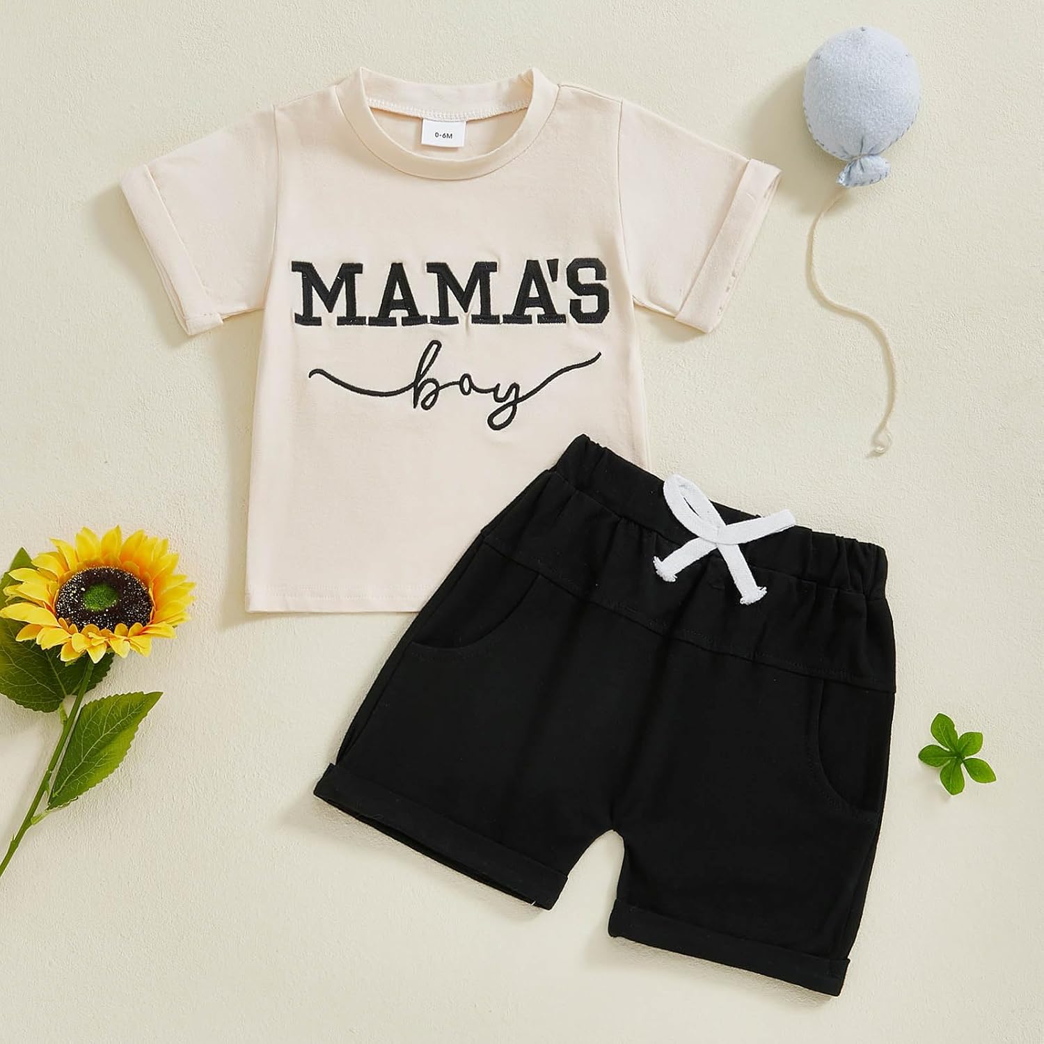 FOCUSNORM Toddler Baby Boy Summer Clothes Mamas Boy Embroidery T-shirt Top Elastic Waist Short Set Newborn Infant Boy Outfits - Image 5