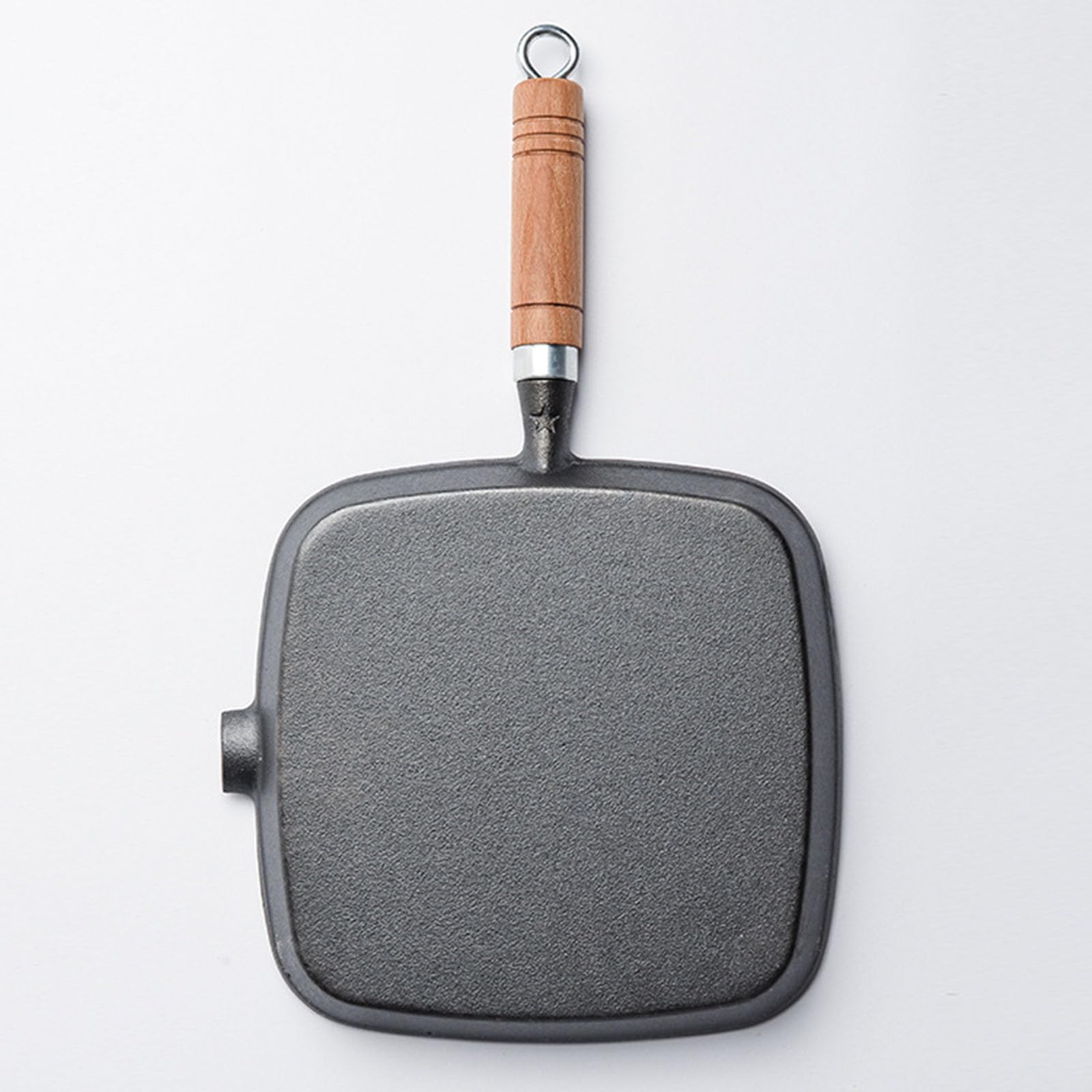 żeliwna Patelnia Grilla, Nieostronna Patelnia Z Drewnianym Uchwytem, stek W Garnku Do Bekonu, Stek I Hamburgery, Naczynia Kuchenne Na Kuchenki(Size:24CM,Color:a)