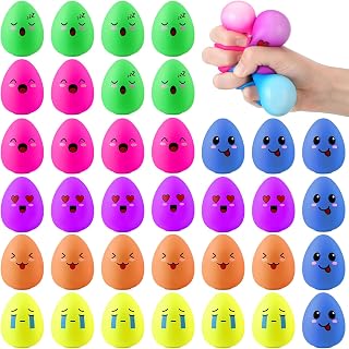 Meooeck 24 Pcs Egg Fidget Ball for Adult Egg Party Favor | Cute Egg Stress Ball for Birthday Gifts, Office Stress Relief, Christmas Stocking Stuffer Gift Adhd Autism Anxiety
