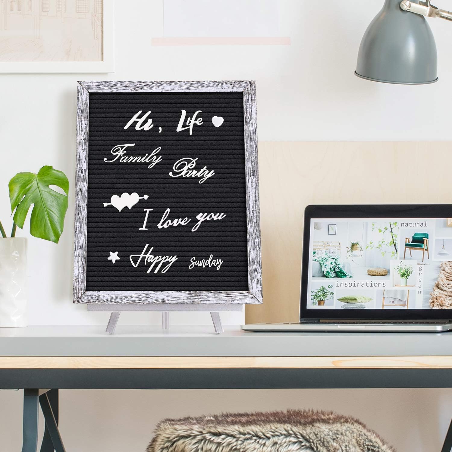 Blасk Frіdау - 50% оƒƒ Tukuos Double Sided Felt Letter Board with Rustic Wood Frame,750 Precut Gold & White Letters,Months & Days & Script Cursive Words,Wall & Tabletop Display Decoration