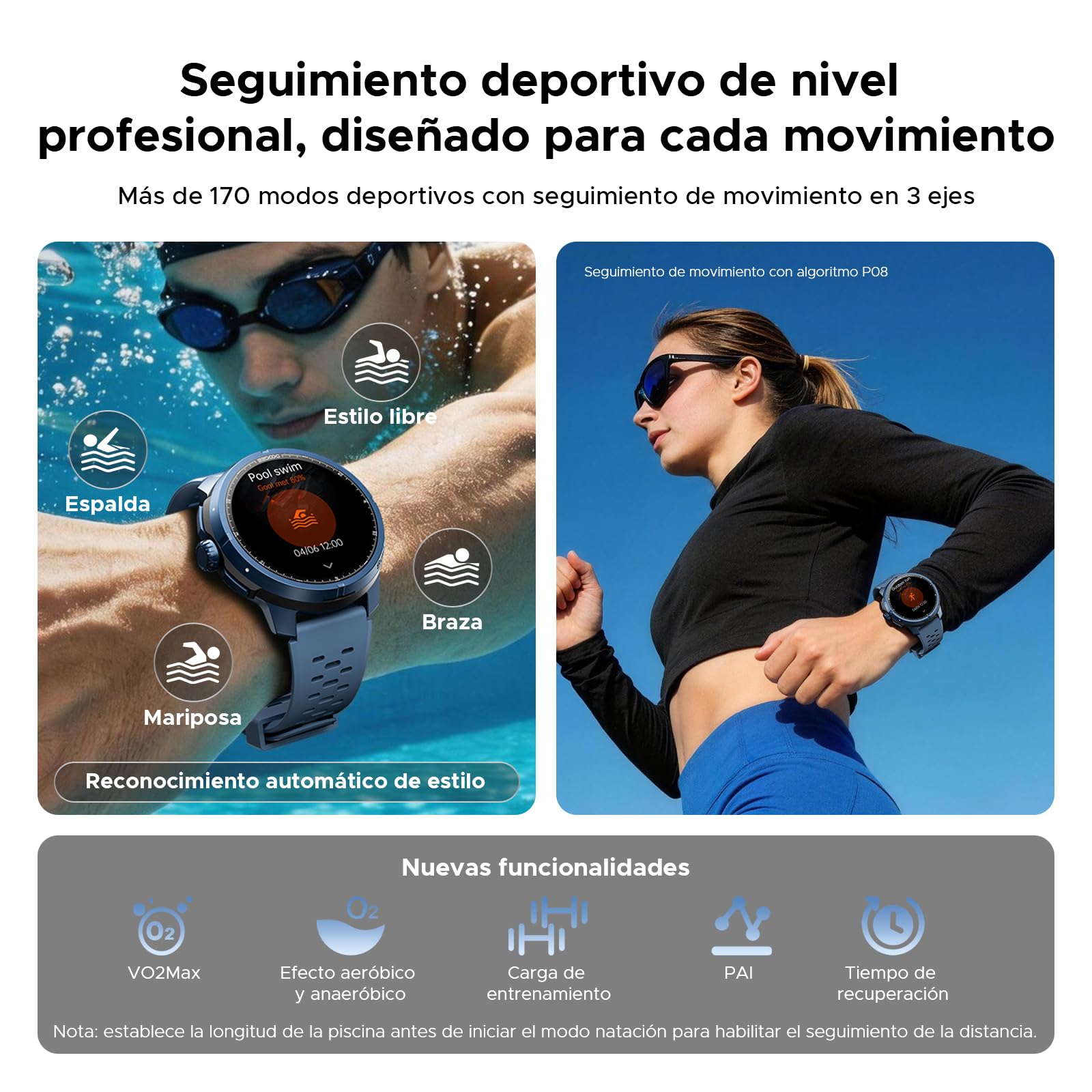 ANYMOVINGM1PRO Smartwatch Hombre y Mujer, GPS Doble Banda L1+L5, 30 Días Autonomía, 1.5" AMOLED 1000 Nits, GPX Offline y Trackback, VitalCore AI, 170+ Modos, 5ATM Reloj Deportivo Hombre