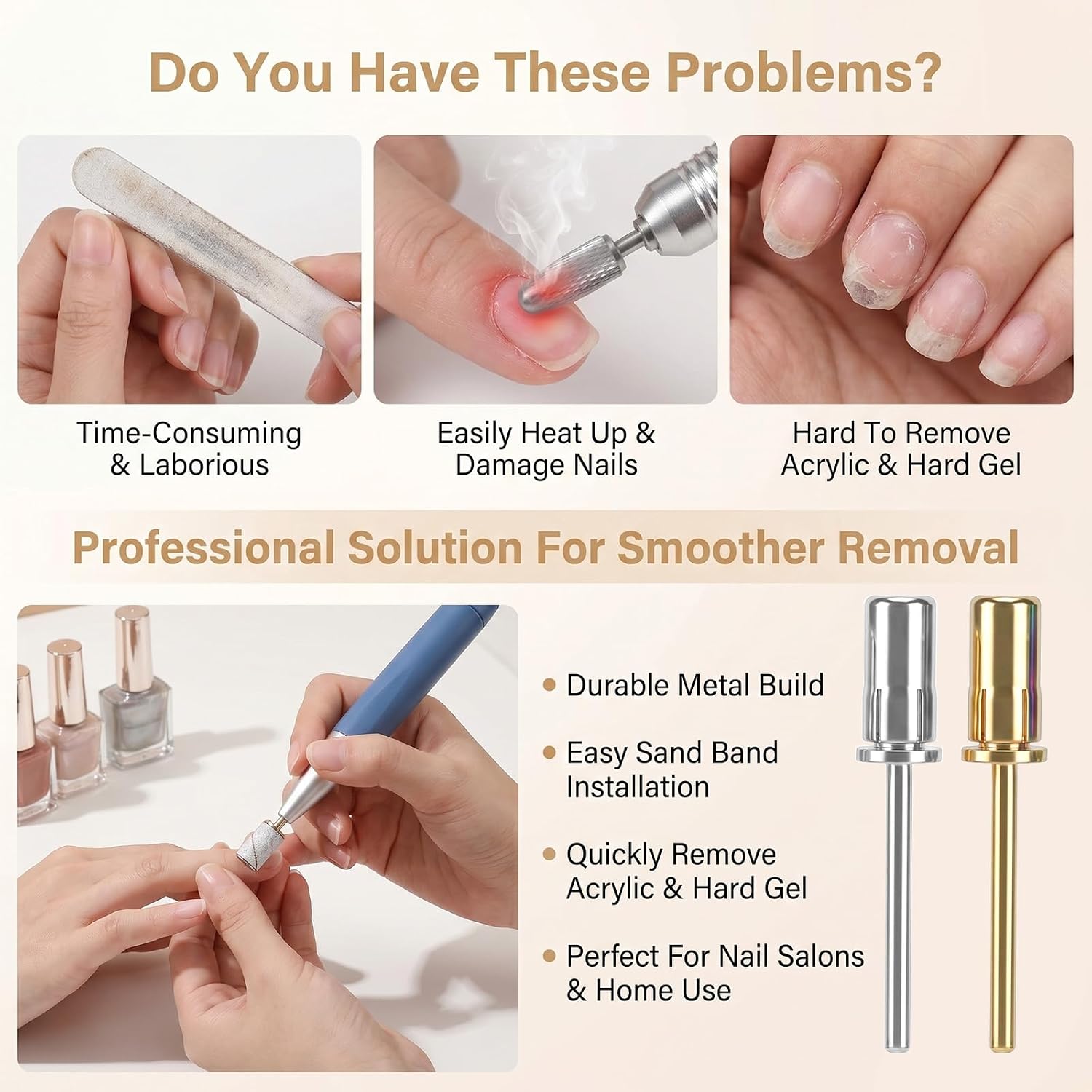 3PCS Mandrel Nail Drill Bit, 3/32Inch Shanks Mandrel Manicure Tool Fast Remove Acrylic Hard Gelfor Nails Drill Bits for Electric Nail File image 5