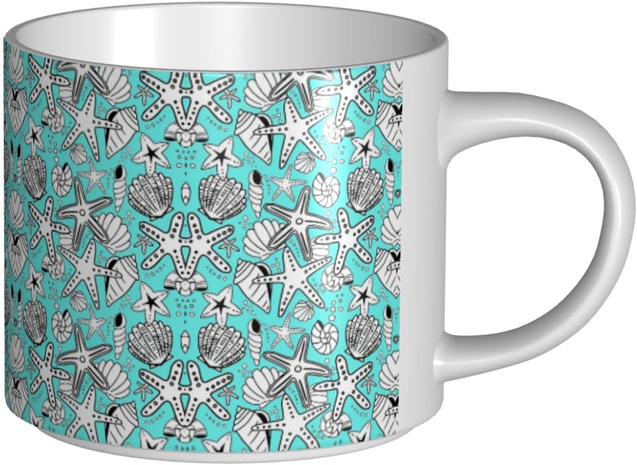 Beautiful Starfish Print Full Wrap Printed Mugs, Large Capacity Ceramic Mugs, with Non-Slip Bottom for Home Kitchen Office