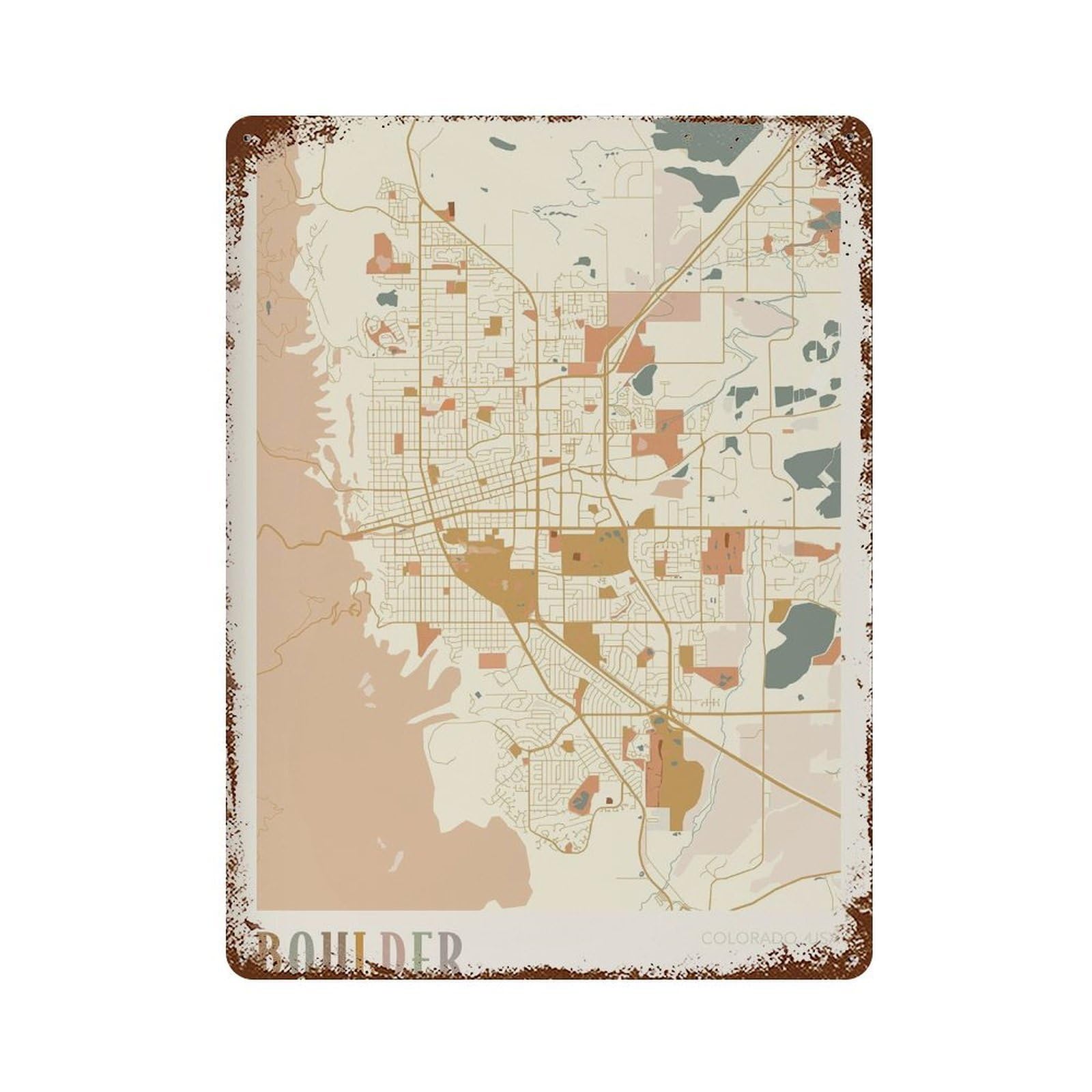 xiaoxiaoshen Boulder Map Colorado Travel Gift Boho (2) Wall Decor Art Metal Tin Poster Modern Home Decor Art Home Bar Shop Decorations Vintage Sign 40x30cm