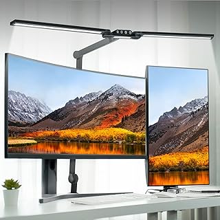 Lovitgo Desk Lamp with Clamp, Auto-Dimming Eye-Caring LED Light 24W, 37.4" Long, Memory Function for Home Office, Desk and Computer Task Lamp, Adjustable Light for Reading, DIY, Drafting, Working