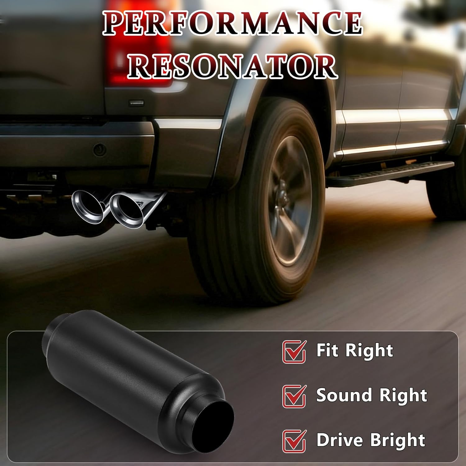 2PCS 2.5" Inlet Exhaust Resonator, 2.5" Outlet 11.5" Overall Length Stainless Steel Performance Muffler, Straight Through Design, Weld-On, Universal for Car Truck, Black