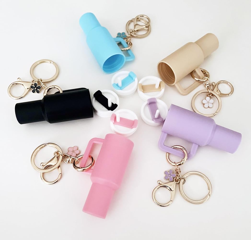 Baerkian Mini Tumbler Keychains (2-Pack) - Stanley Cup Compatible Charms For Girls, Women, Handbags & Backpacks - View #8