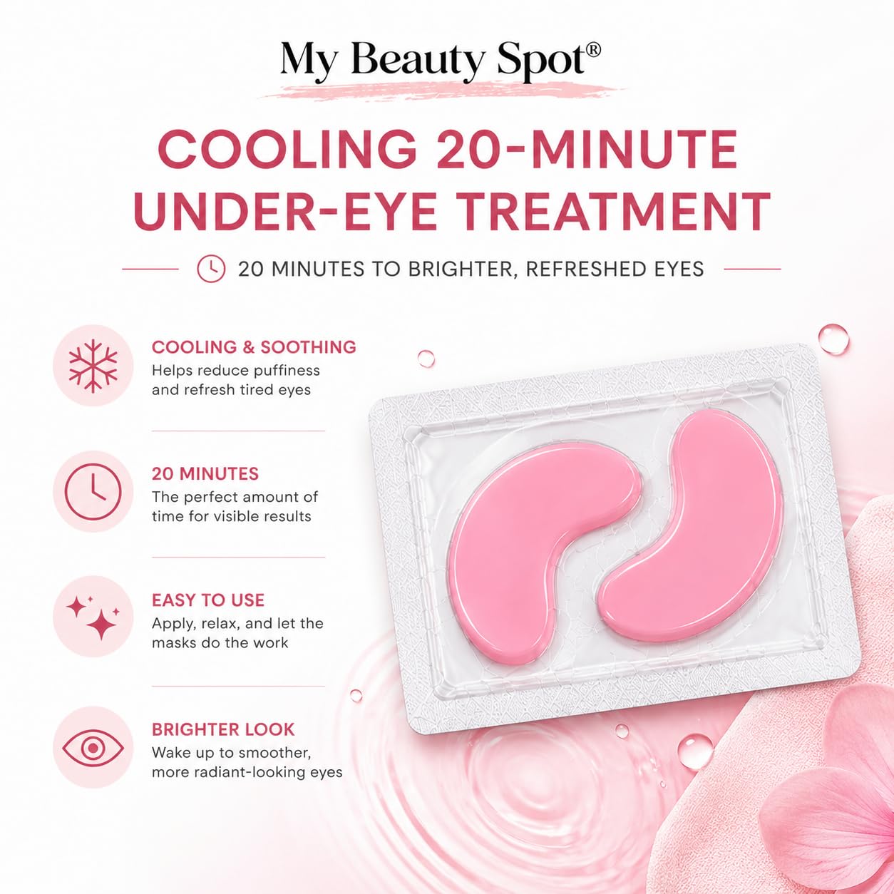 My Beauty Spot Hydrogel Eye Patches, 24 Piece Under Eye Mask Set with Collagen, Vitamin C & Retinol, Cooling Under Eye Patches for Puffy Eyes, Dark Circles, Wrinkles & Self Care