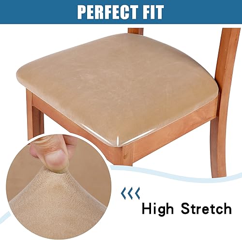 Miniatura 4 de Smiry - Originales fundas para asiento de silla de comedor, de terciopelo, con lazos, desmontables, lavables, elásticas, protectoras