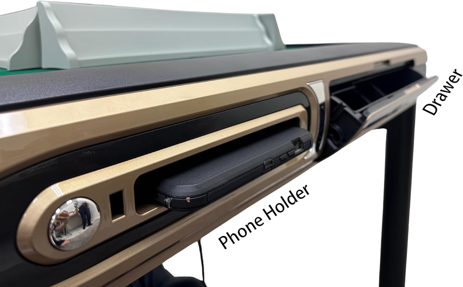 USA MJ Automatic Rummy Table - 4-Legs Dining Style With 106 Tiles - Coffee Color Okey Game