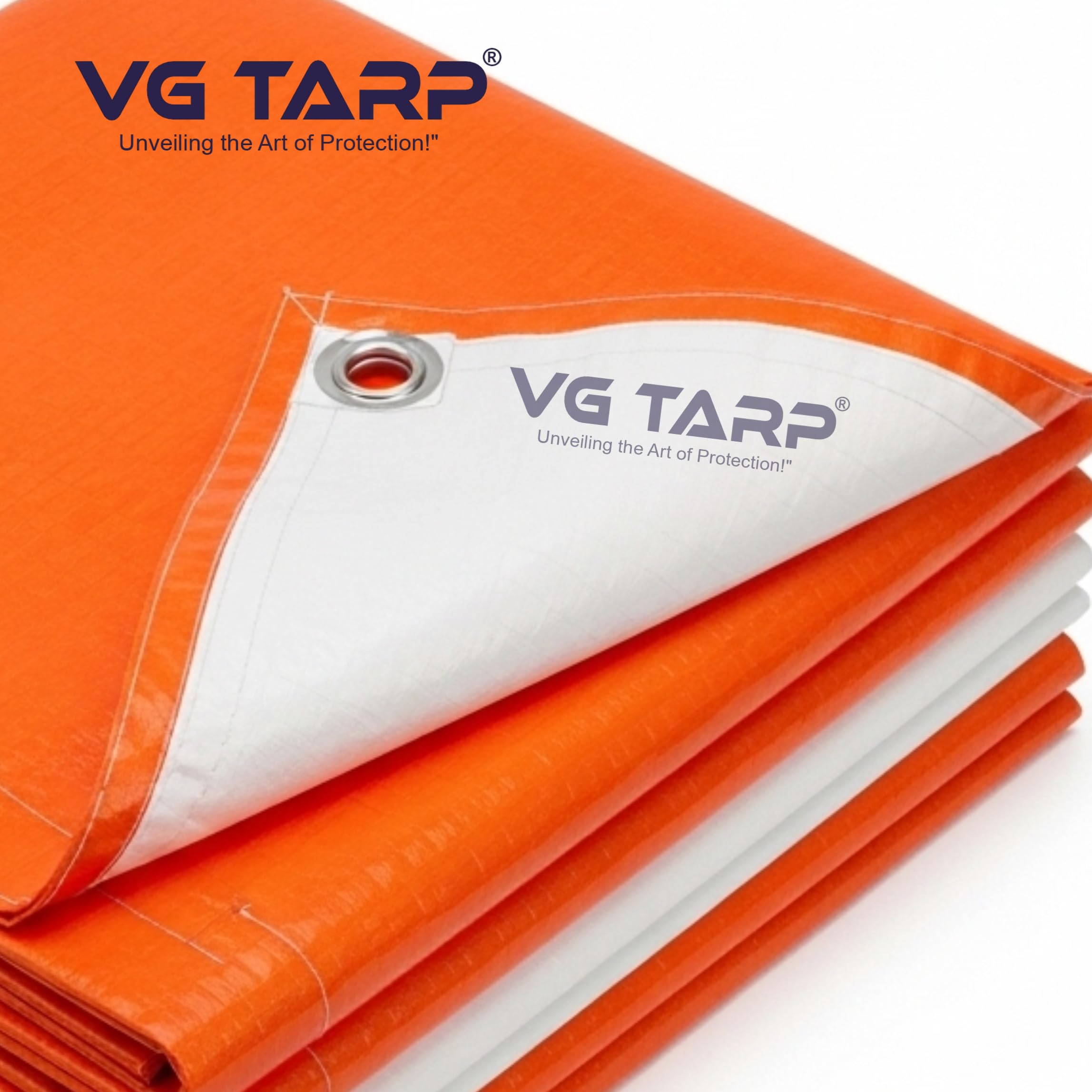 250 GSM HDPE Tarpaulin 6 X 9 Feet I Heavy-Duty Waterproof Non-Filler Sheet for Car Parking Shed, Tin Shed, Bike Cover, Outdoor Rainproof Tent, Garden, (Orange/White) — Amazon image 3