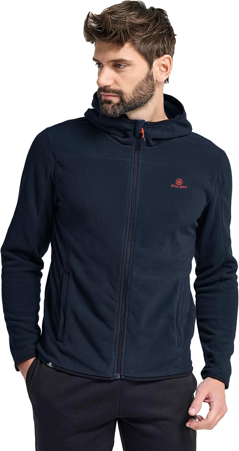ATHL DPT. Herren Fleecejacke Mit Reißverschluss – Atmungsaktiv, Leicht, Mit Stehkragen Oder Kapuze Für Outdoor & Freizeit