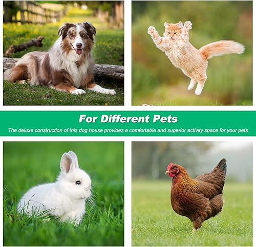 Miniatura 5 de FDW Casa para perros para interiores y exteriores, duradera, ventilada, impermeable, de plástico, para perros pequeños, medianos y grandes, con