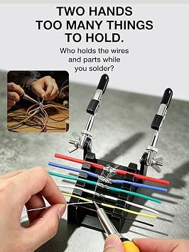 Toolour Soldering Wire Holder with 2 Helping Hands, 6-Slot Metal Stand