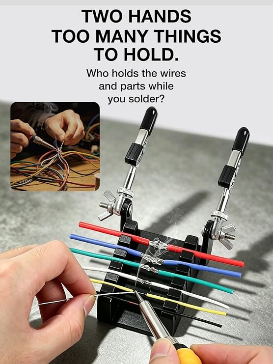 Toolour Soldering Wire Holder with 2 Helping Hands, 6-Slot Metal Stand