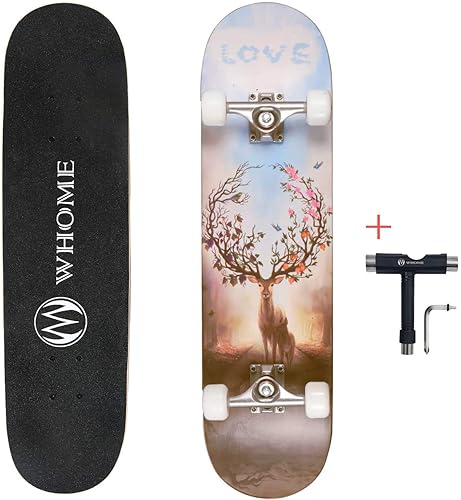 Miniatura 7 de WHOME Pro - Patineta completa para adultos, jóvenes y niños principiantes, de 31 pulgadas, doble patada, cóncava, 8 capas de arce duro alpino,