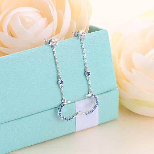 Miniatura 5 de Aretes de plata fina 925 en forma de corazón colgante para mujeres y niñas.