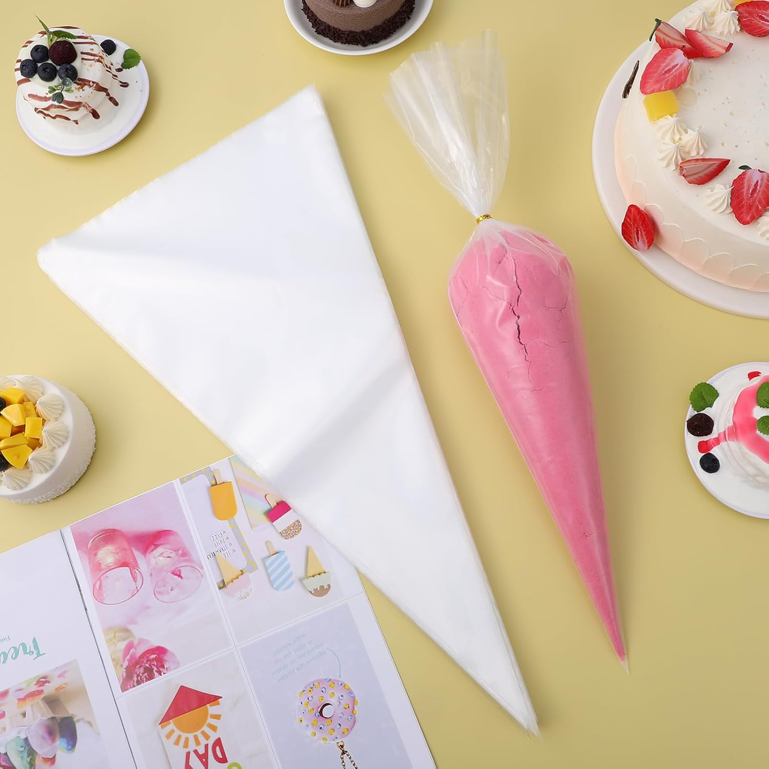 100pcs Pastry Bags Disposable Cake Decorating Supplies Floral Icing Piping Bags Easy to Use Large Capacity Pe Material