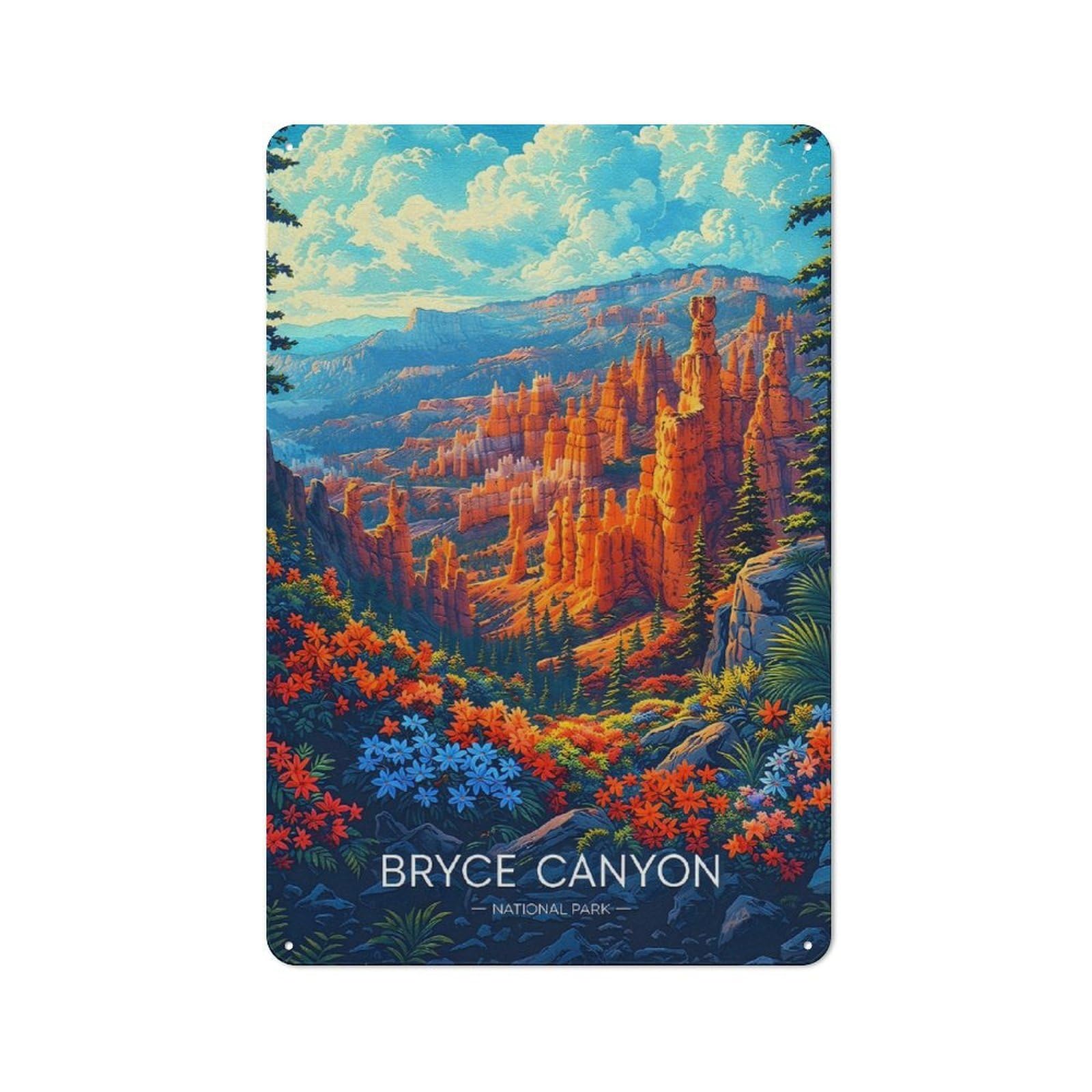 Junmoney Style-2 Bryce Canyon National Park Landscape Decorative Tin Plaque 30X20cm, Decorative Novelty Wall Art For Hallway, Home Bar, Garage Or Study
