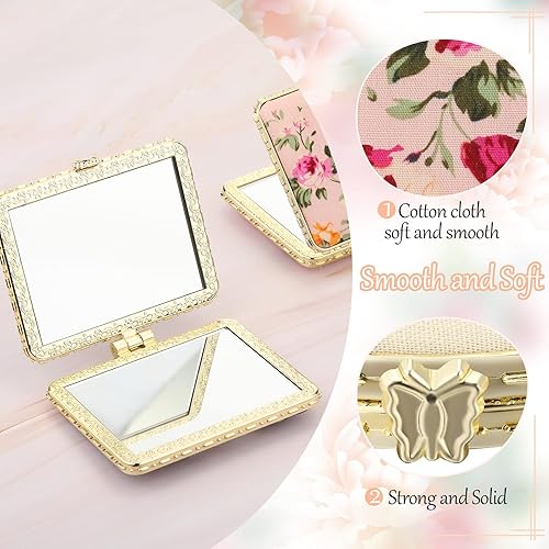 Miniatura 10 de Blulu Espejo compacto a granel para monedero, flor, pequeño, floral, retro, plegable, portátil, espejo de bolsillo para mujeres y niñas, regalo de