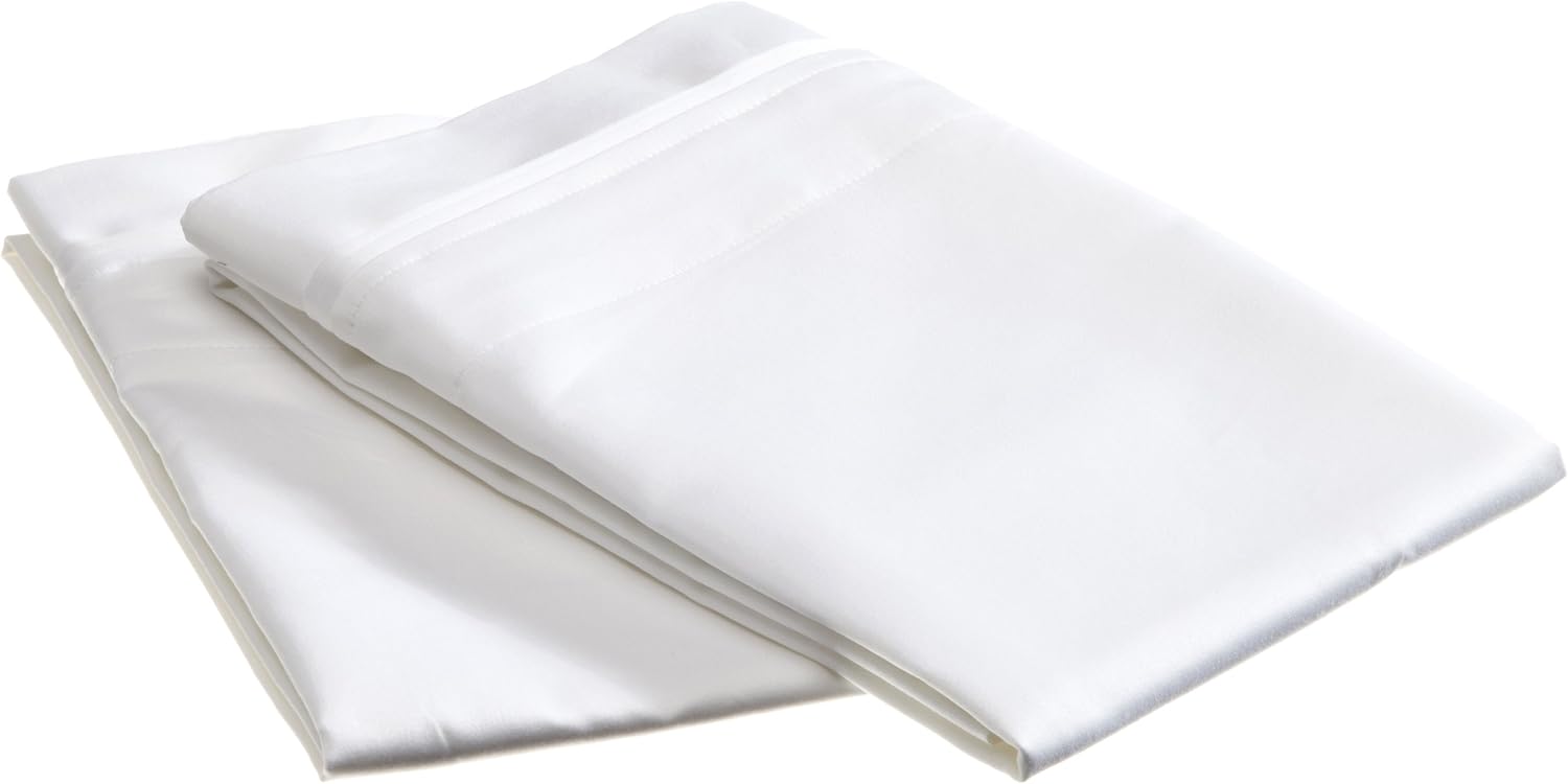 Superior 700 Thread Count Egyptian Cotton Pillowcase Bed Set, Modern Solid Sateen, Naturally Breathable and Cooling, Extra Comfort Pillow Cover, Includes: Two Pillowcases, Standard, White