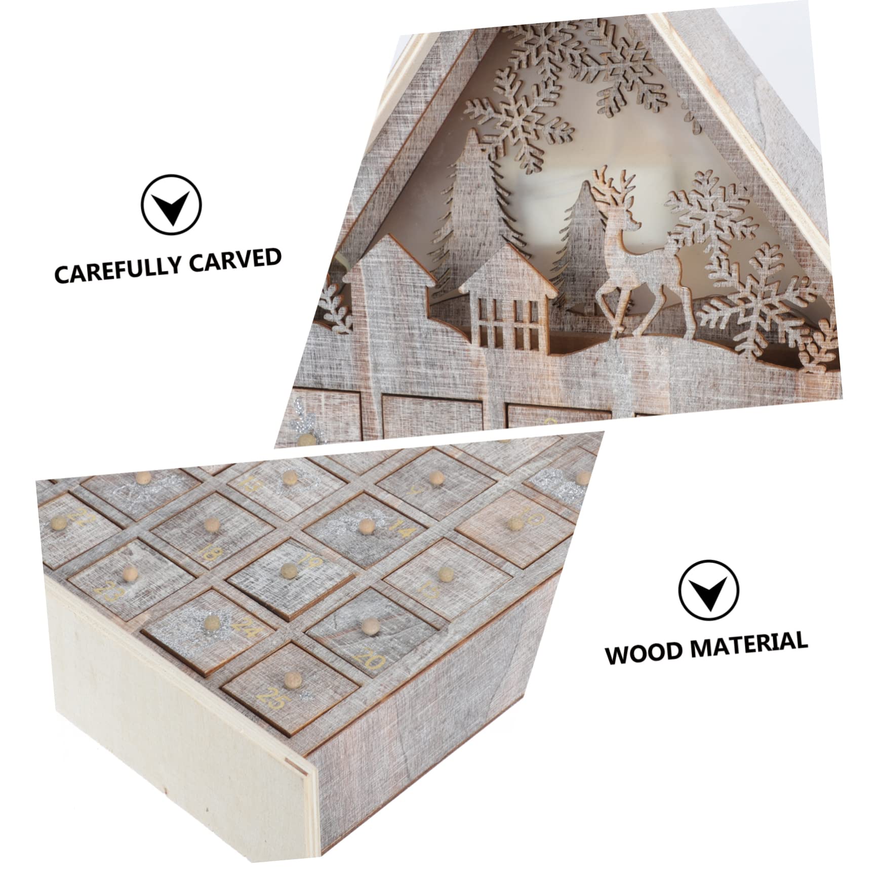 1pieza Calendario De Adviento De Madera Luminosos Para Decoración Navideña Para Niño Niña Sorpresas y Dulces Accesorio Encantador Para Fiestas De Navidad