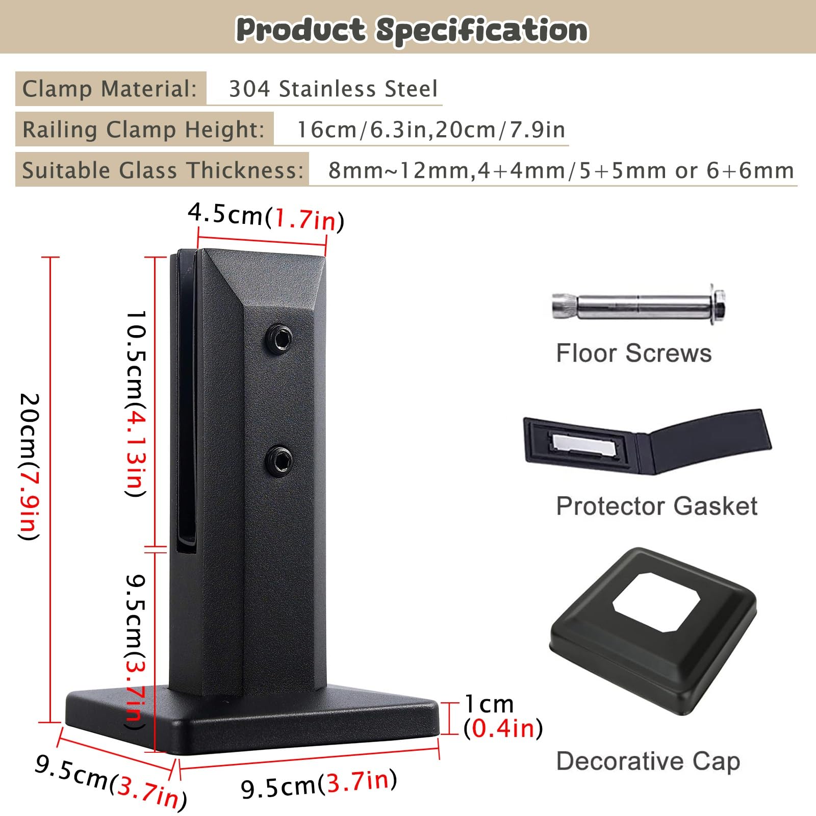 inless Steel s Morsetto Supporti per Deck e ir ils WeatherResint Staffe per Secure s ing Inlat