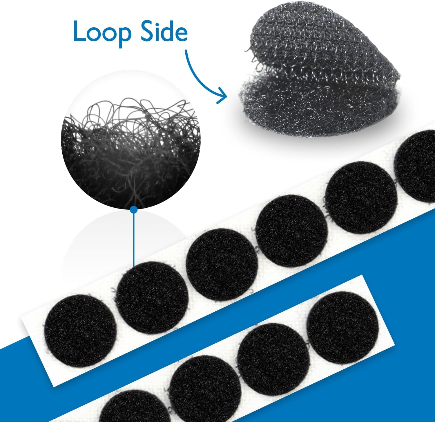 FindTape Loop Side Self Adhesive Dots 1440 Pcs – 1/2 in Sticky Back Dots, Loop Side Only, Self Adhesive Backing Great for Arts and Crafts, Classrooms, and Home Office Use (Black)