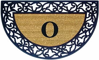Nedia Home Acanthus Border with Half Round Rubber/Coir Doormat, 22 by 36-Inch, Monogrammed O