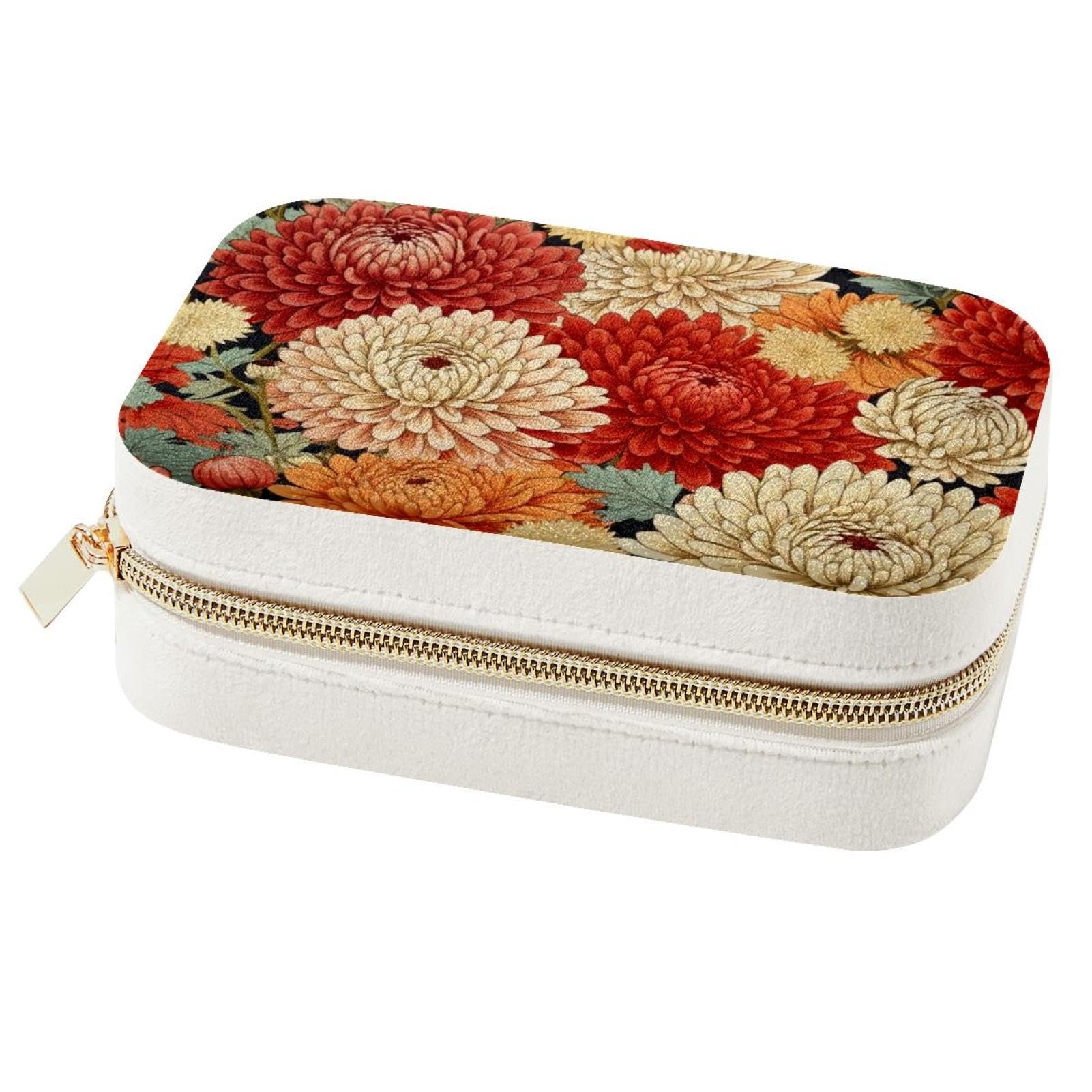 Boîte à bijoux portable chrysanthème : le cadeau idéal pour fille
