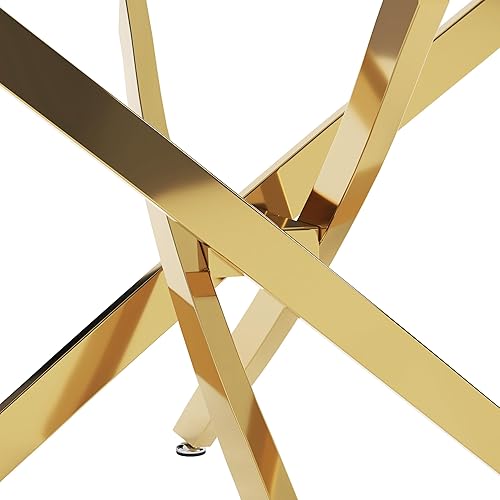 Miniatura 5 de Mesa consola de vidrio templado con patas cromadas, moderna mesa de sofá estrecha para entrada de pasillo (dorado, 39 x 18 x 30 pulgadas) Oro,Negro