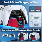 Controller Charger Station Compatible with Play 5 Faceplates Edge & Dual Controller, 9 Lightings P 5 Accessories Charging Station, P 5 Dock Stand with LED Indicator & On-Off Switch, Volcanic Red for