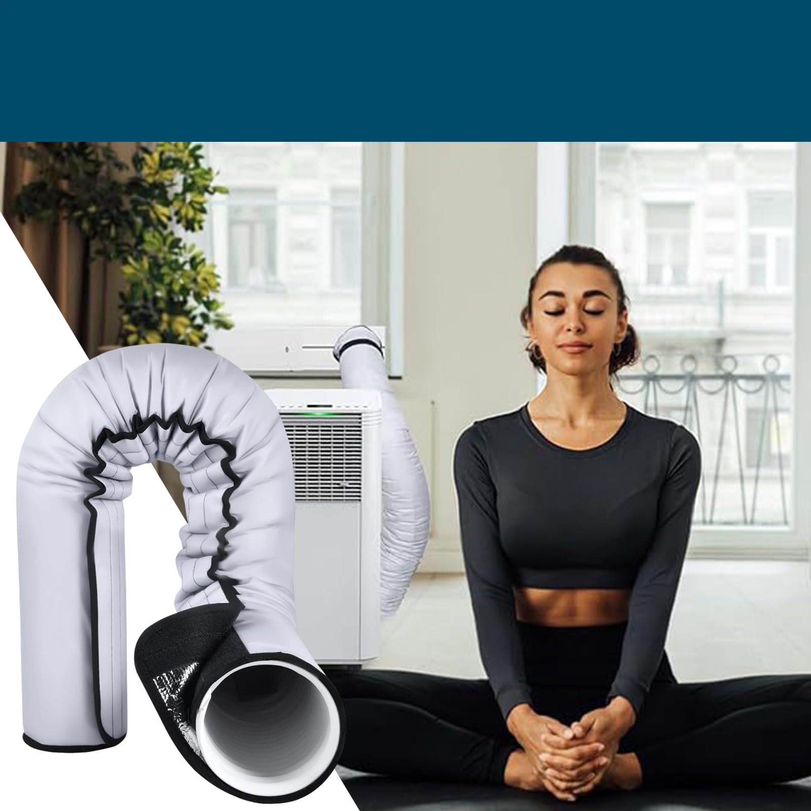 Funda Aislante Para Manguera De Aire Acondicionado | Cubierta Protectora Para Tubo De Escape Y Conducto,Resistente Al Calor, Impermeable Y Portátil Con Correas De Ajuste Para Protección De
