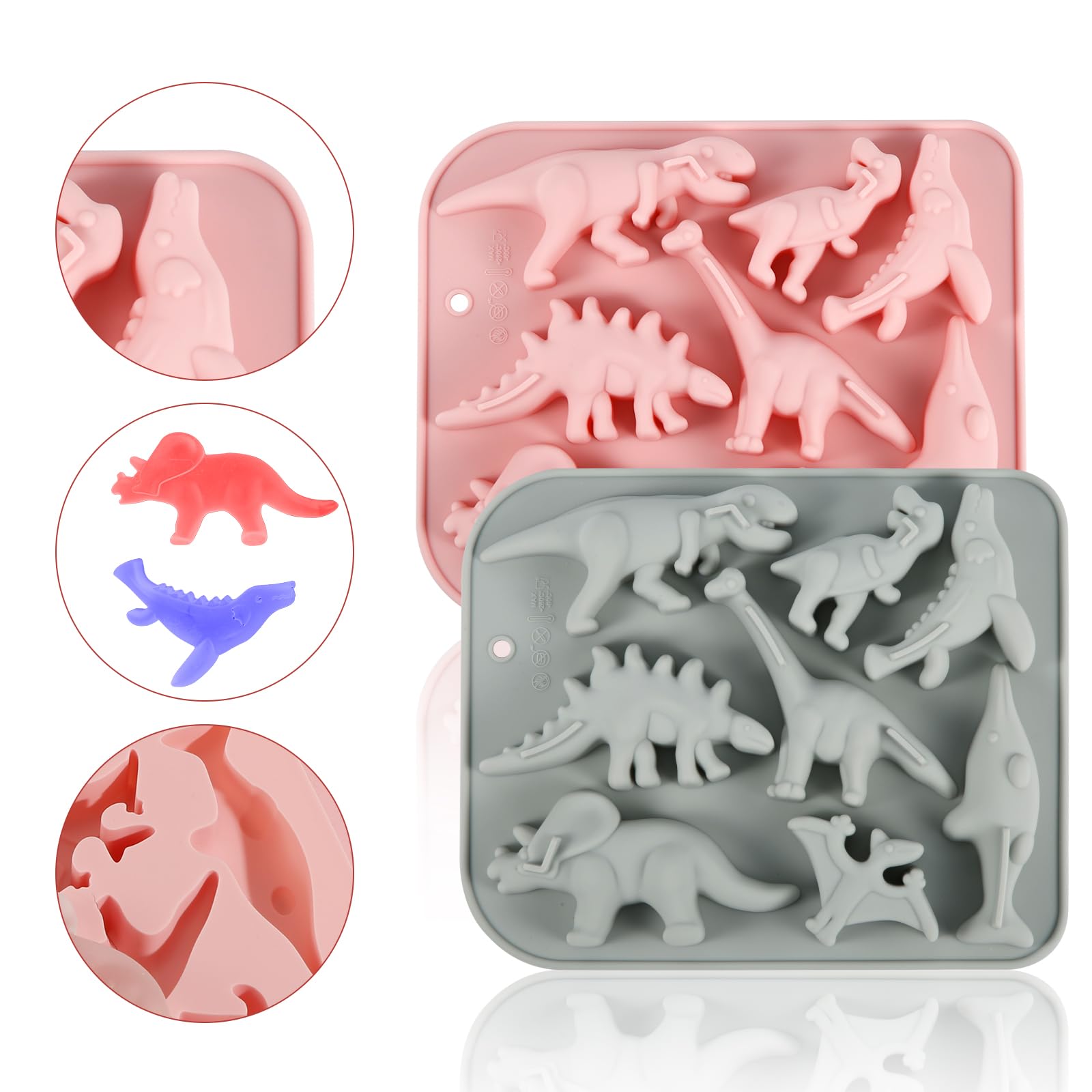 Dinosaurus siliconen vorm – 3D-dino-bakvorm voor cake, chocolade en gelei – perfect voor dino-taartdecoratie, uitsteekvormpjes en strooisel – siliconen vorm voor bakken en snoep